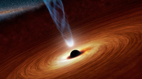 Visualization of a stellar black hole with accretion disk and gravitational lensing bending light around the event horizon