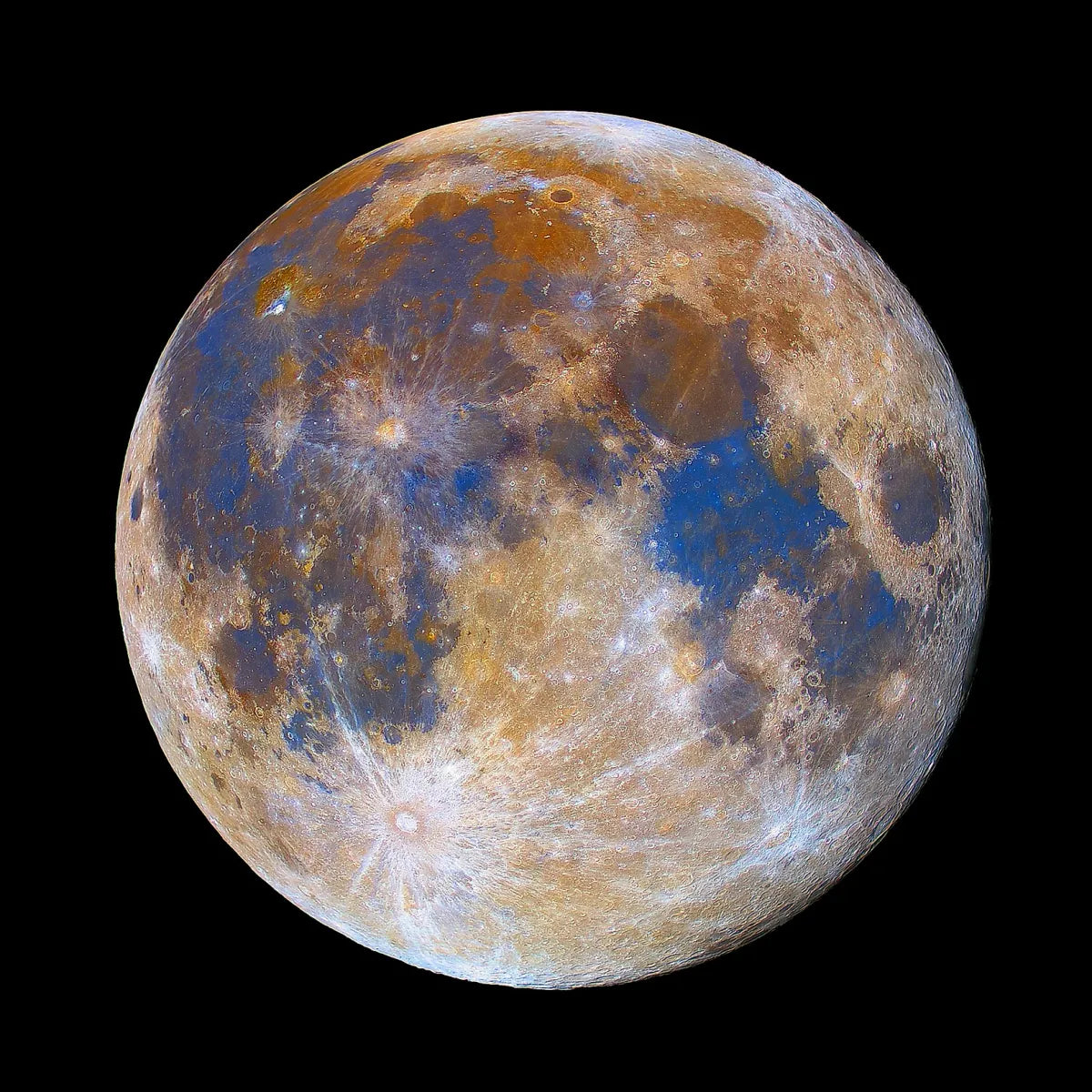 Moon mineral colors — astrophotography by Vincenzo Mirabella