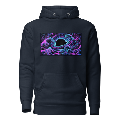 Hokusai Event Horizon pullover hoodie back view showing cotton-face fleece