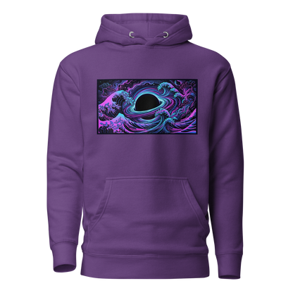 Hokusai Event Horizon pullover hoodie flat lay showing full design and front pocket
