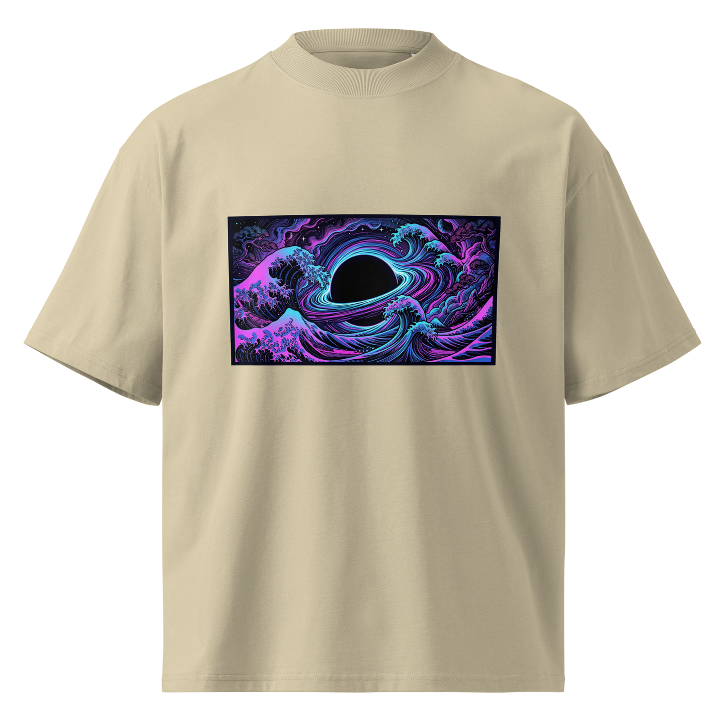 Hokusai Event Horizon oversized t-shirt lifestyle view showing relaxed fit
