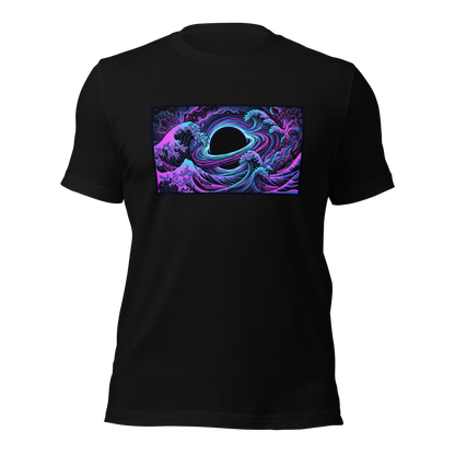 Hokusai Event Horizon t-shirt front view with Japanese wave meets black hole design by IMBRIUM