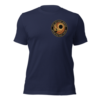 Visit Event Horizon t-shirt back view showing premium cotton fabric
