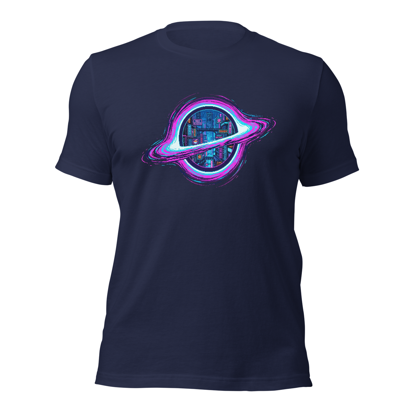 Pixelfuture Event Horizon t-shirt back view showing premium cotton fabric