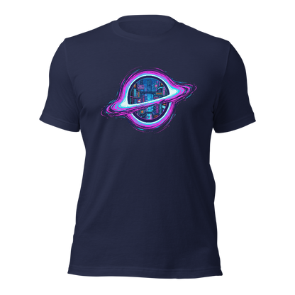 Pixelfuture Event Horizon t-shirt back view showing premium cotton fabric